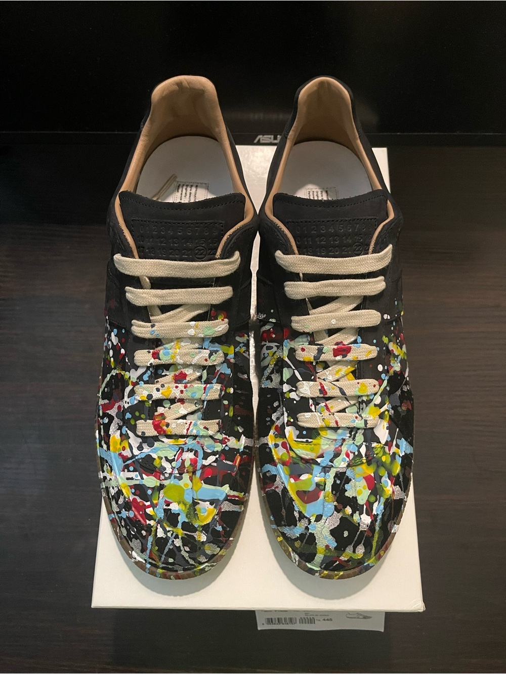 Maison Margiela Men's Black Paint Splatter GAT Sneakers Size 11